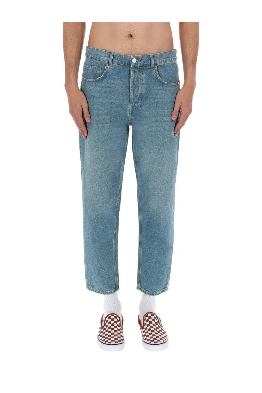Amish Supplies men’s jeans Jeremiah sand stone blue light-wash denim with relaxed straight-leg and five-pocket design