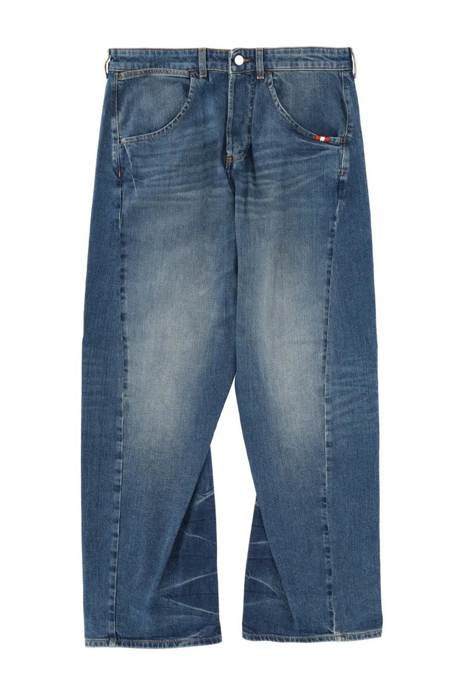Amish Supplies men’s jeans twist slub blue denim with relaxed wide-leg cut and subtle fading for casual wear