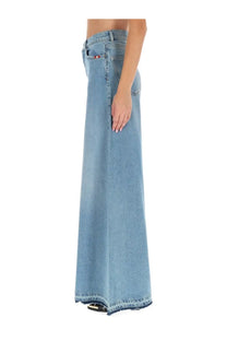 Light-wash denim maxi skirt with straight-leg cut and frayed hem from Amish Supplies women’s Colette Rinse Jeans blue collection