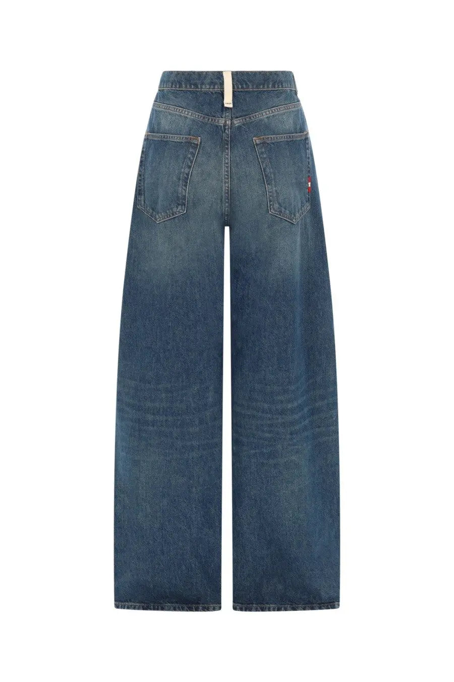 Amish Supplies women’s Danielle Michigan high-waisted wide-leg denim jeans in medium blue wash with subtle fading