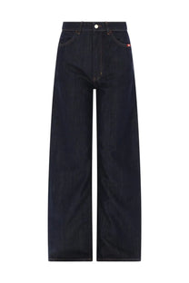 Dark indigo denim high waist straight-leg trousers from amish supplies women’s jeans linda blue collection