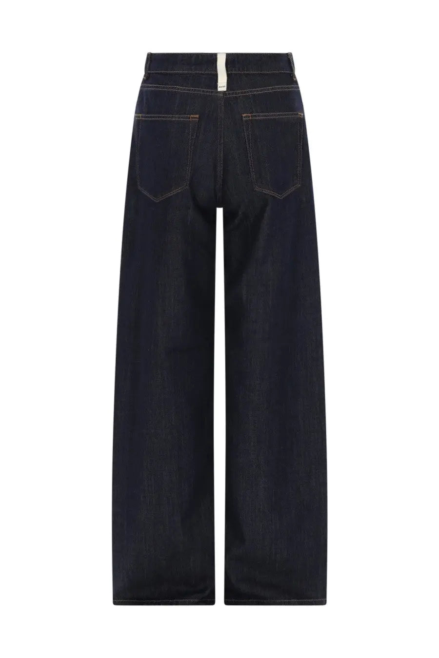 Amish Supplies women’s jeans Linda Blue dark indigo wide-leg denim trousers with contrasting stitching and white waistband tag