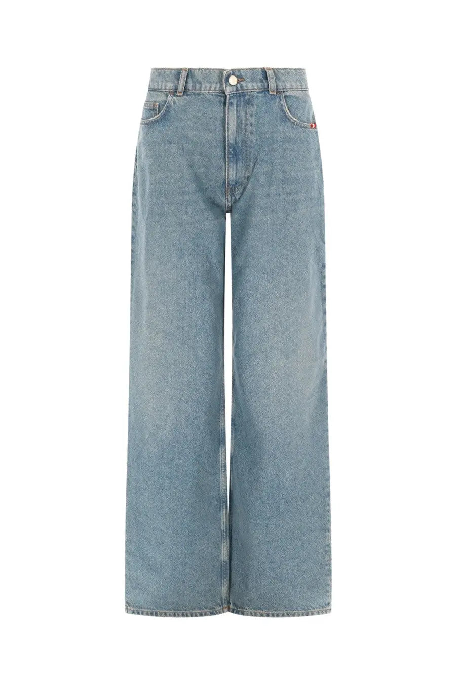 Amish Supplies women’s sandy blue light-wash denim wide-leg jeans with high waist and classic five-pocket design