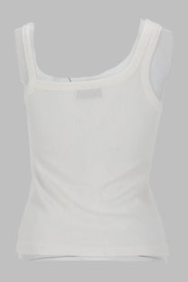 Amish Supplies Women's Top Asymmetric Con Micro White
