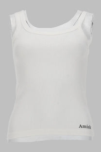 Amish Supplies Women's Top Asymmetric Con Micro White