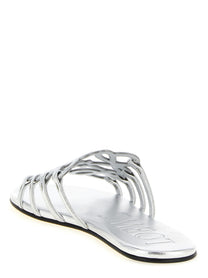 Loewe Anagram Petal Slides Silver