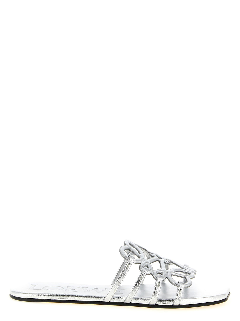 Loewe Anagram Petal Slides Silver