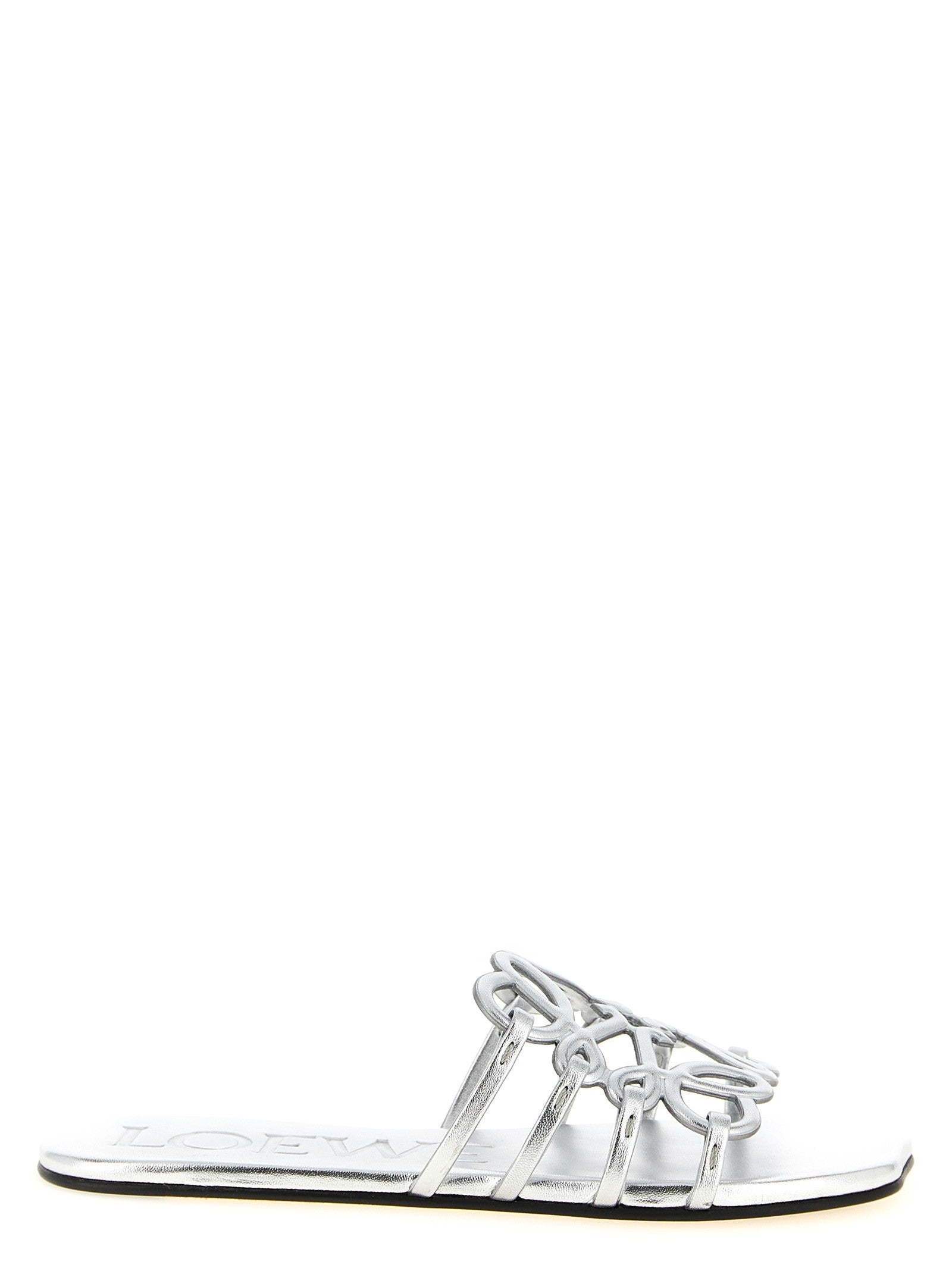 Loewe Anagram Petal Slides Silver