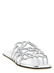 Loewe Anagram Petal Slides Silver