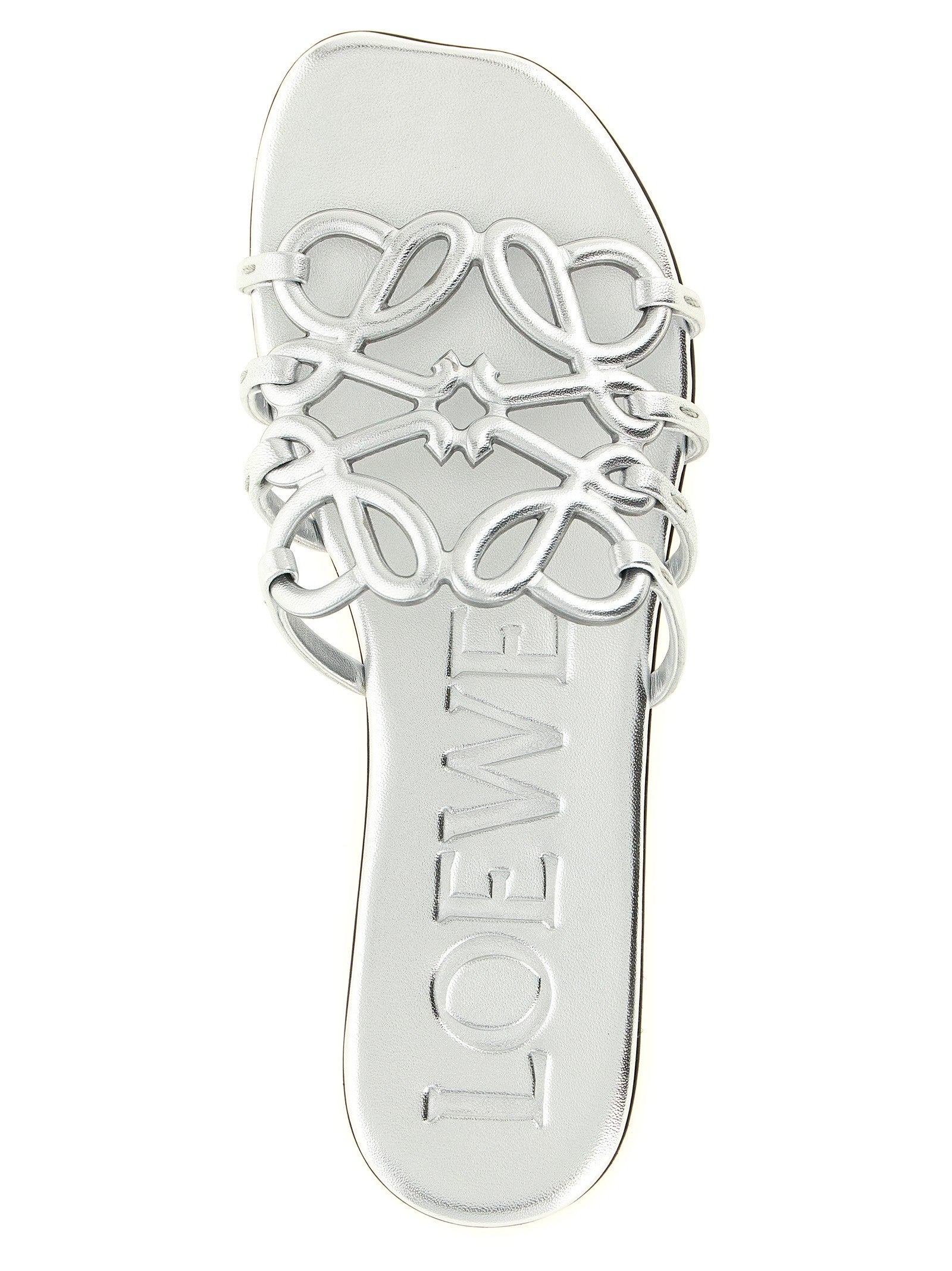 Loewe Anagram Petal Slides Silver