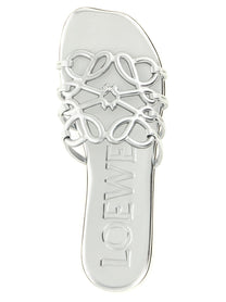 Loewe Anagram Petal Slides Silver