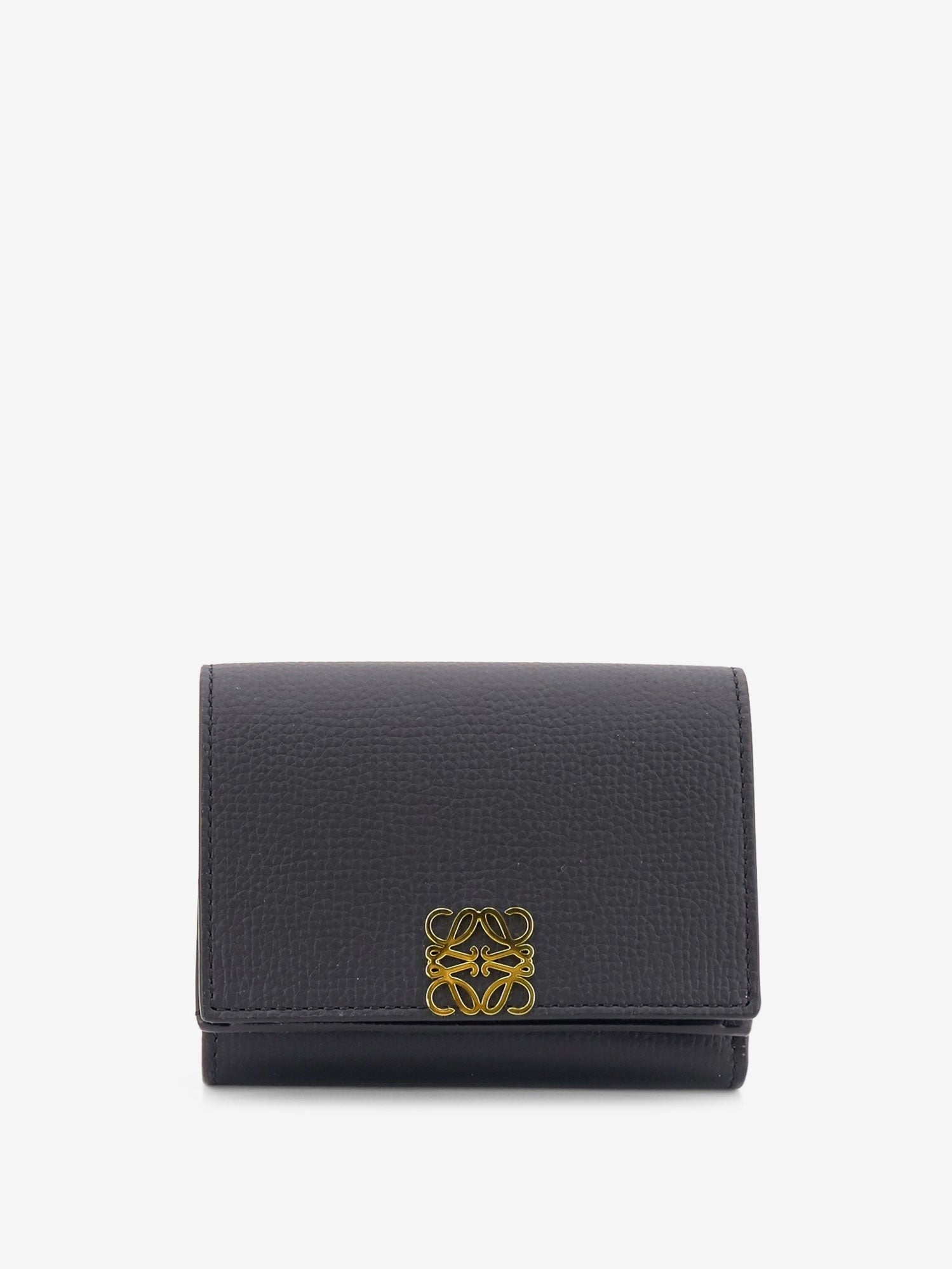 Loewe Women's Anagram Tri Fold Leather Wallet Black