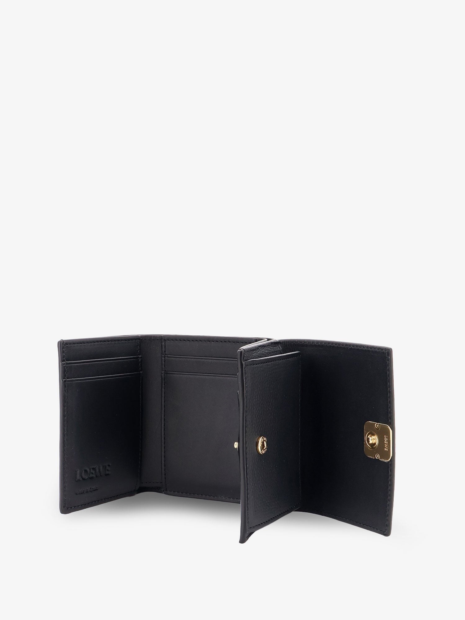 Loewe Women's Anagram Tri Fold Leather Wallet Black