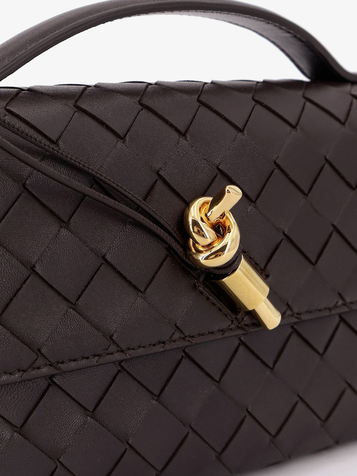 Bottega Veneta Women's Andiamo Leather Clutch Brown