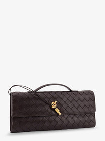Bottega Veneta Women's Andiamo Leather Clutch Brown, view 3