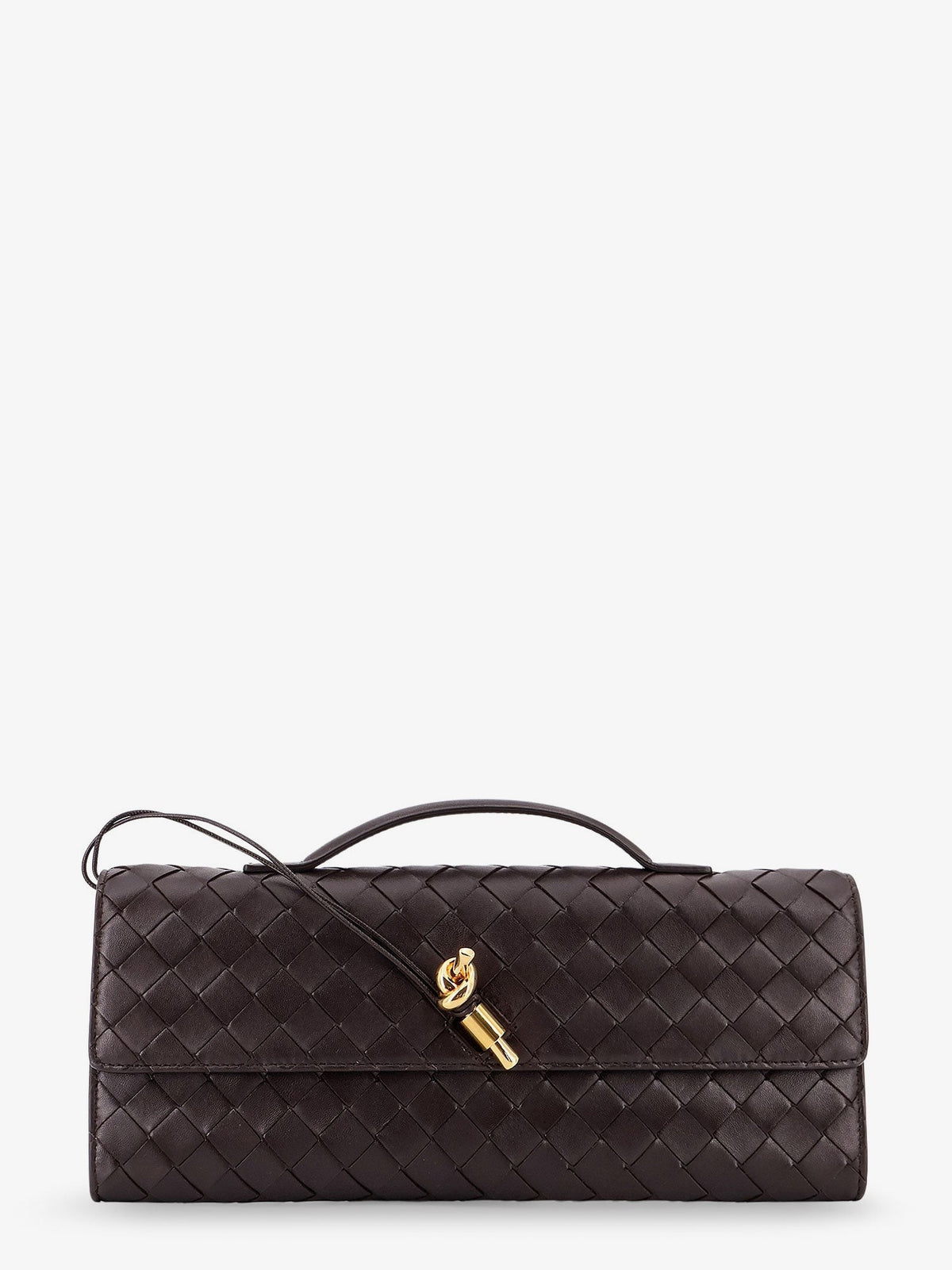 Bottega Veneta Women's Andiamo Leather Clutch Brown