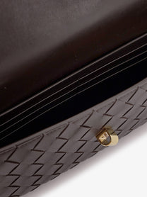 Bottega Veneta Women's Andiamo Leather Clutch Brown, view 4