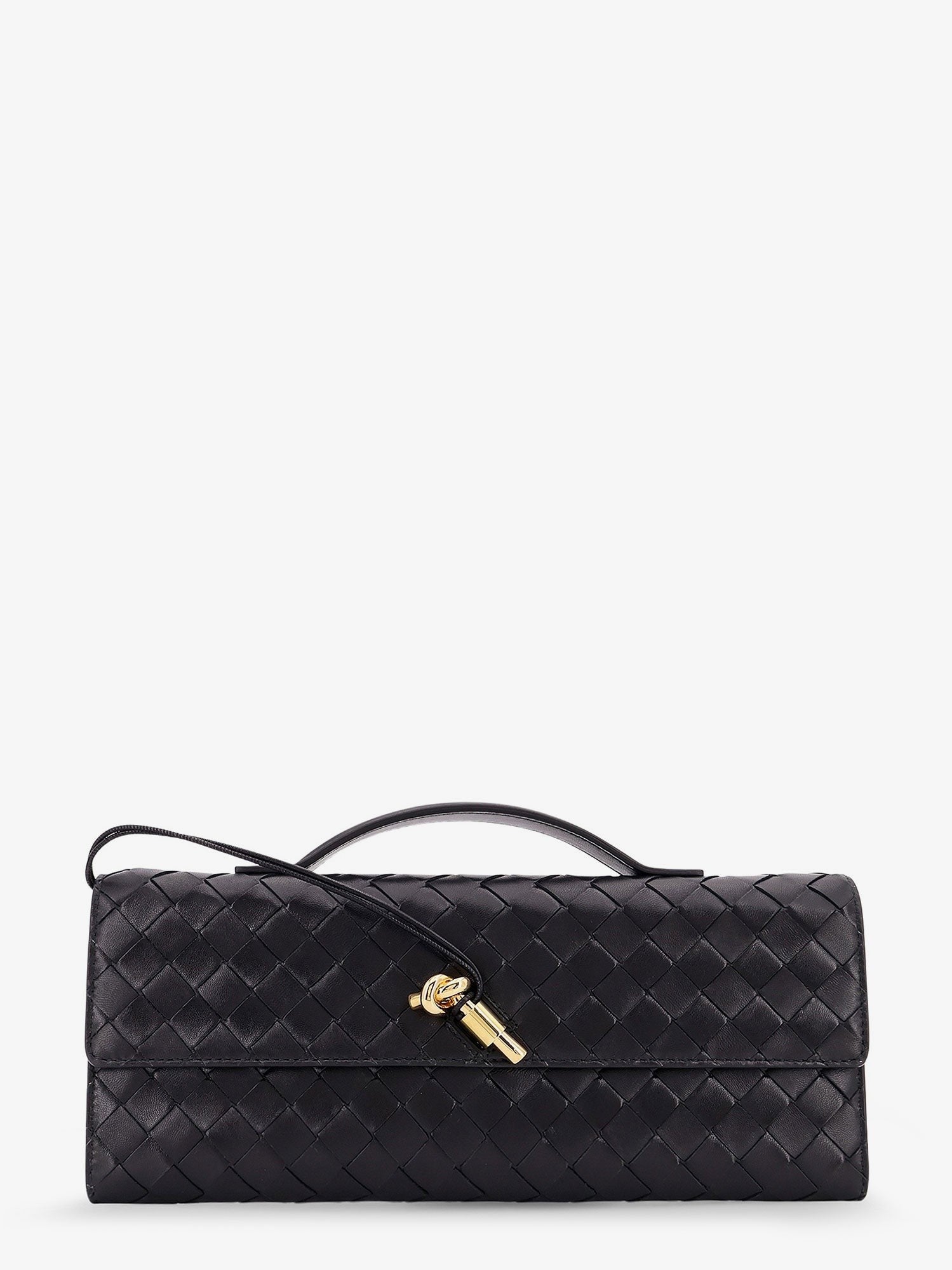 Bottega Veneta Women's Andiamo Leather Clutch Black