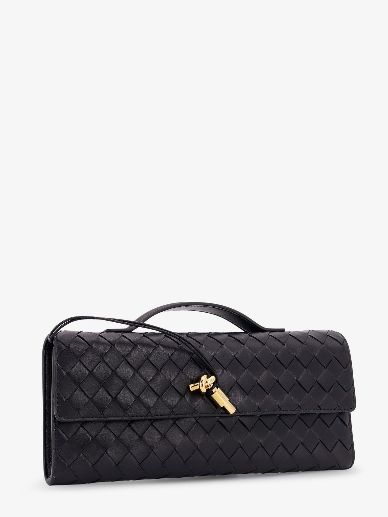 Bottega Veneta Women's Andiamo Leather Clutch Black