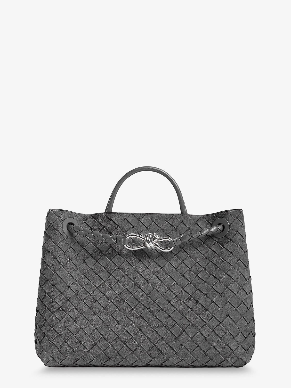 Bottega Veneta Women's Andiamo Medium Suede Handbag Grey