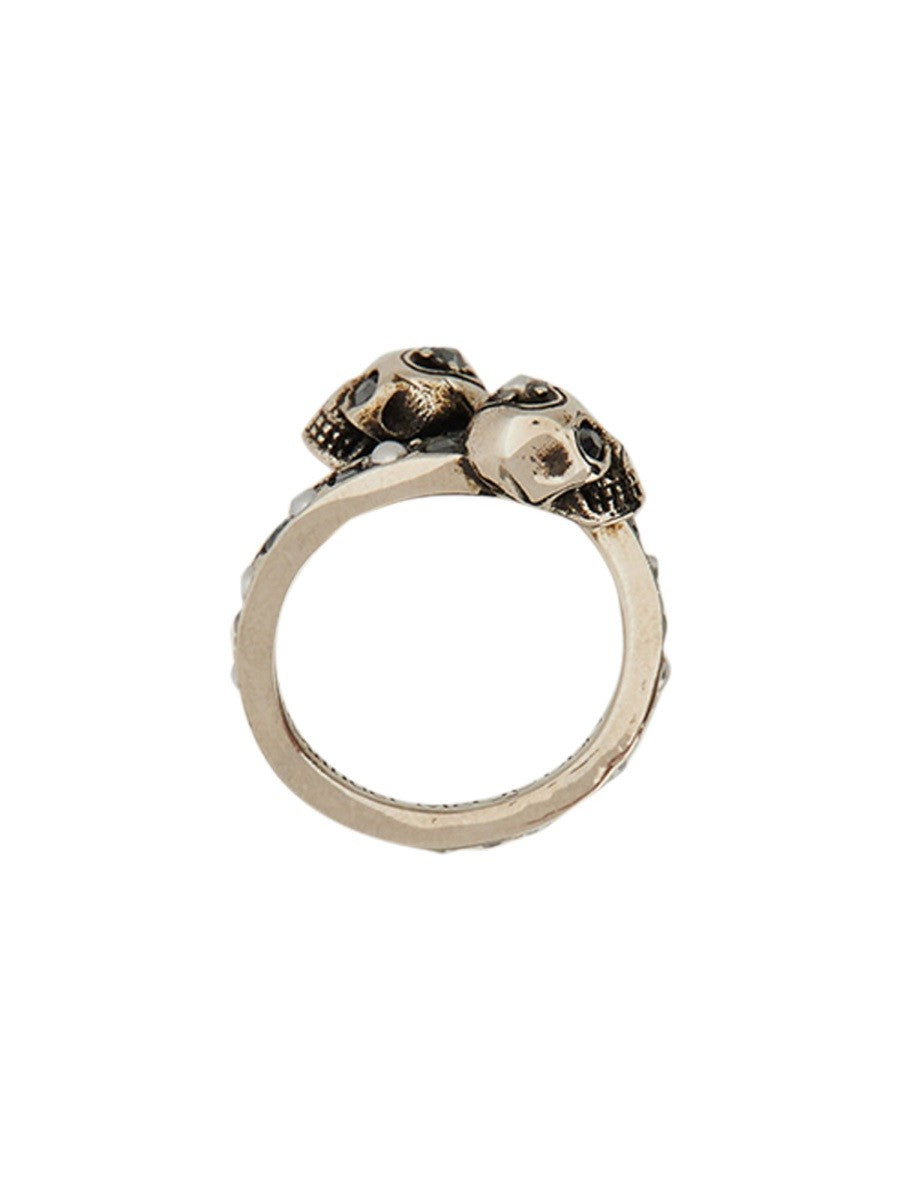 Alexander McQueen Women's Twin Skull Ring Silver