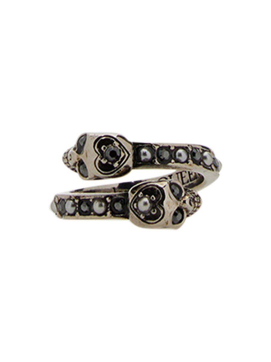 Alexander McQueen Women's Twin Skull Ring Silver