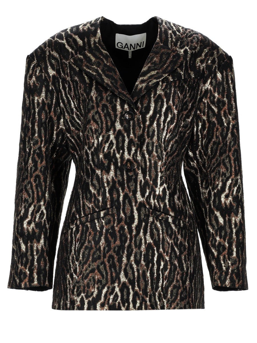 Ganni Women's Animal Print Blazer Pattern Ganni
