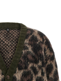 R13 Animal Print Cardigan Brown