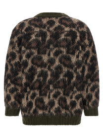 R13 Animal Print Cardigan Brown