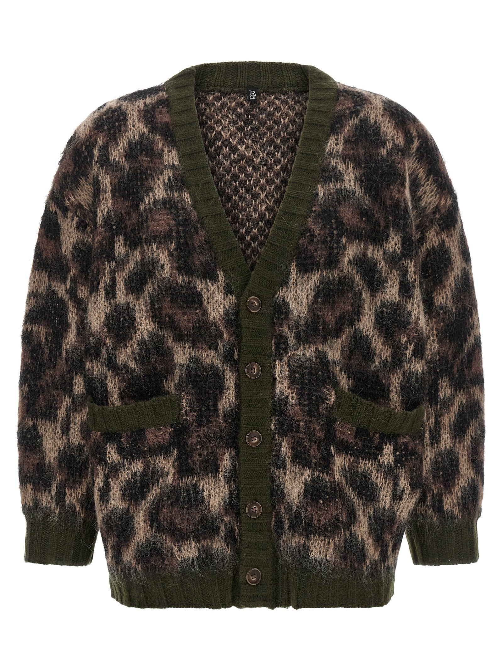 R13 Animal Print Cardigan Brown