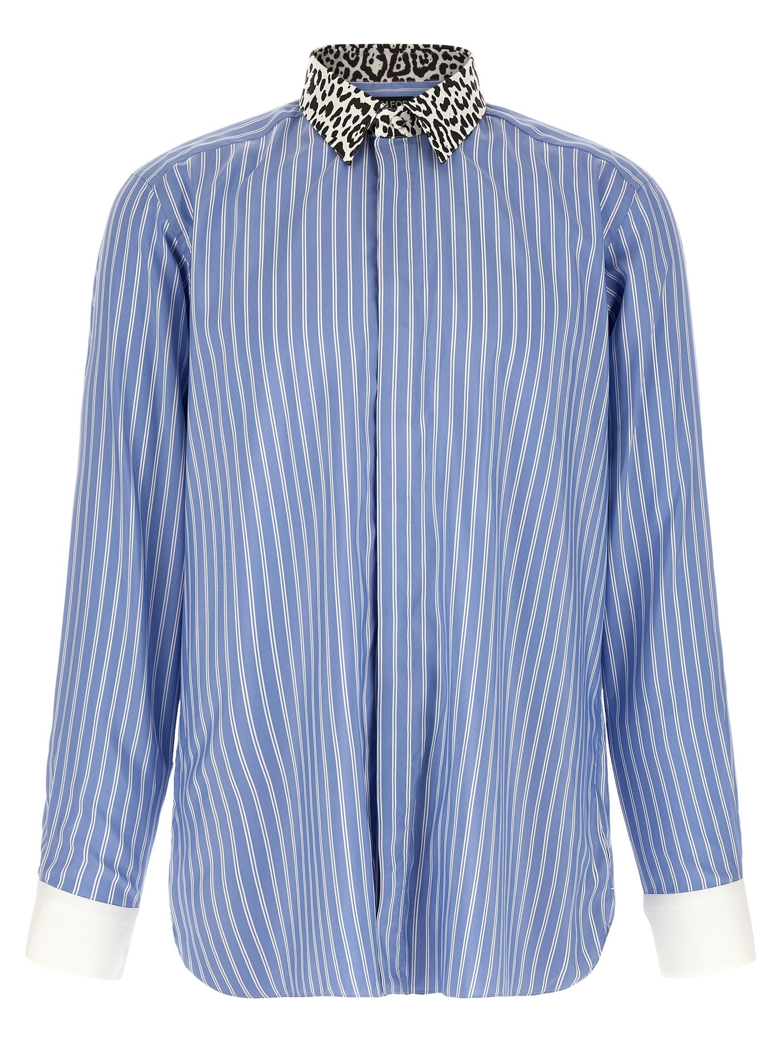 Tom Ford Animal Print Collar Shirt Gold
