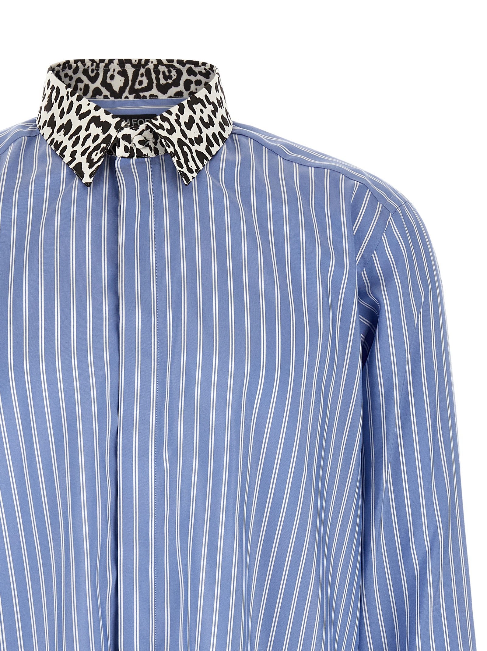 Tom Ford Animal Print Collar Shirt Gold