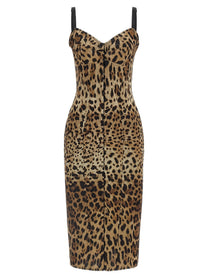 Dolce &amp; Gabbana Animal Print Corset Dress Brown