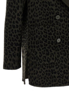 Parosh Animal Print Double Breasted Blazer Green, view 4