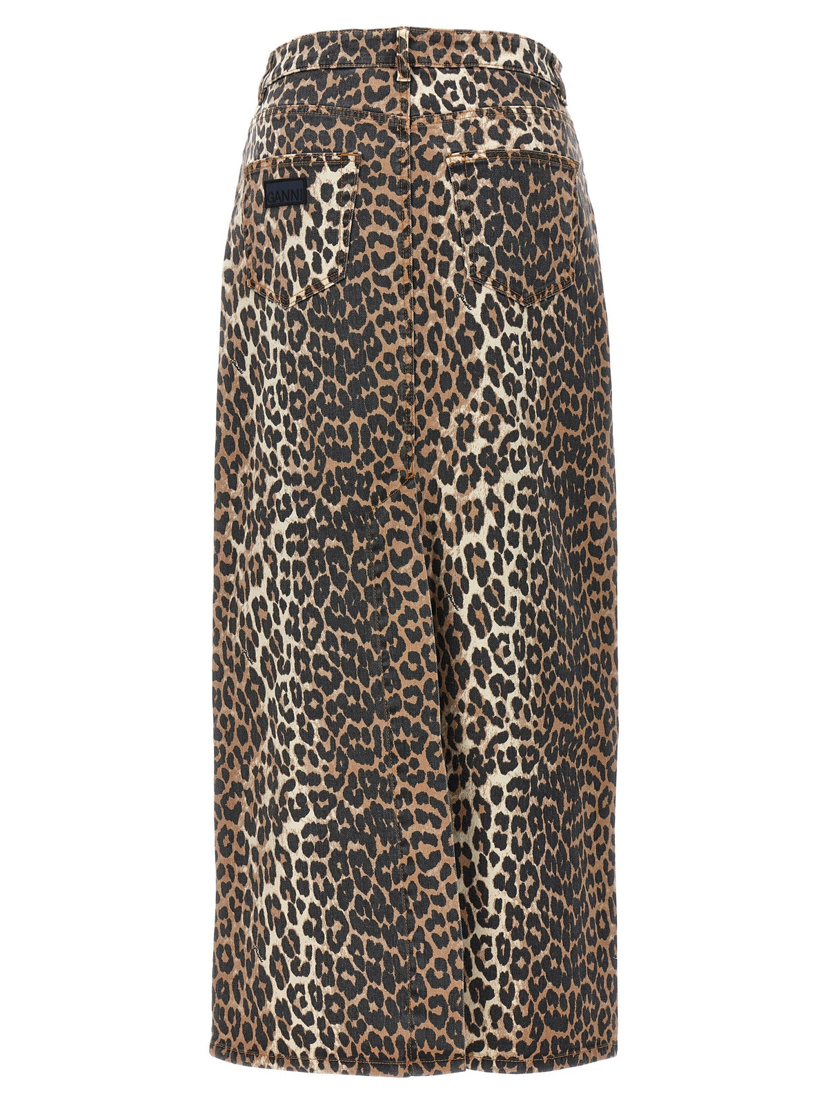 Ganni Animal Print Long Skirt Brown, view 2