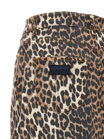Ganni Animal Print Long Skirt Brown