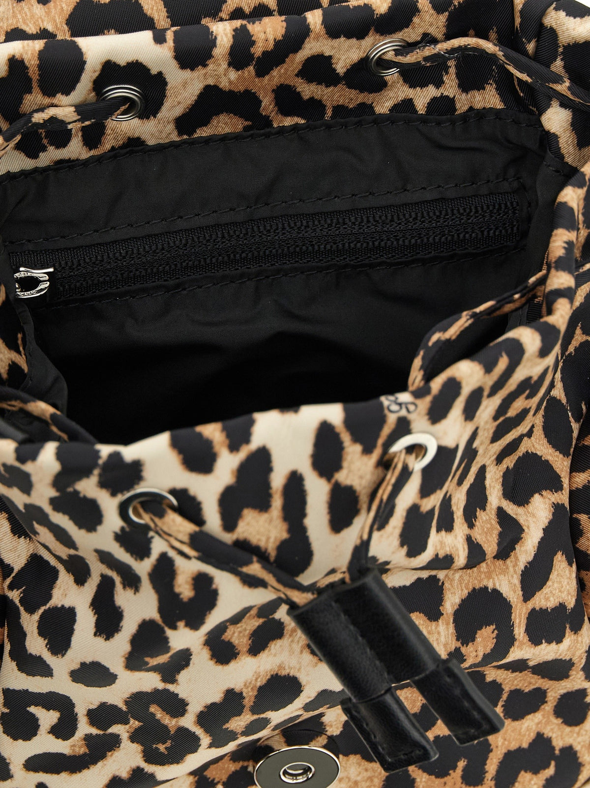 Ganni Animalier Bucky Backpack Brown, view 4