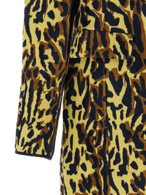 Marni Animalier Jacquard Wool Coat Gold