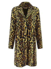 Marni Animalier Jacquard Wool Coat Gold