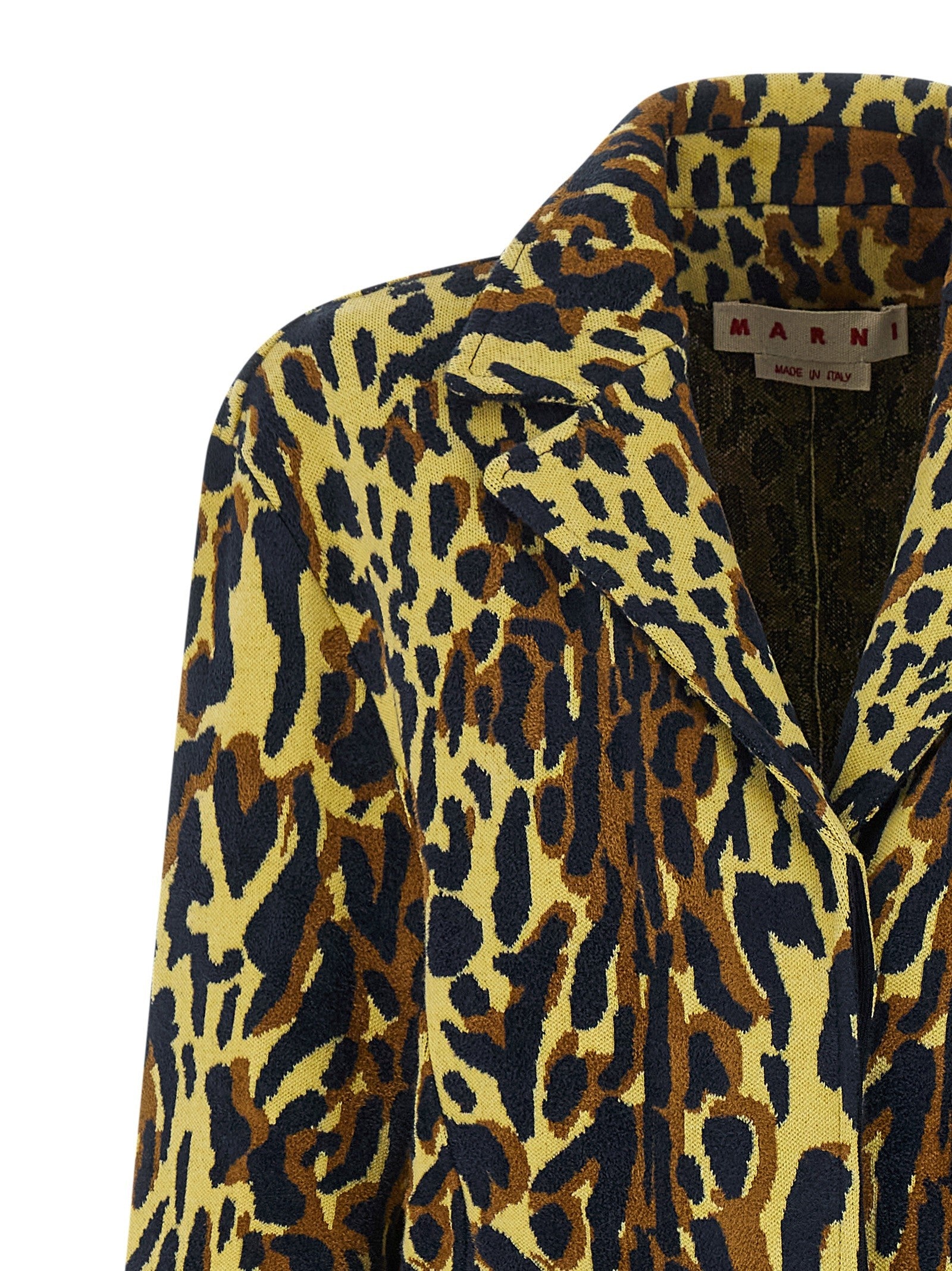 Marni Animalier Jacquard Wool Coat Gold