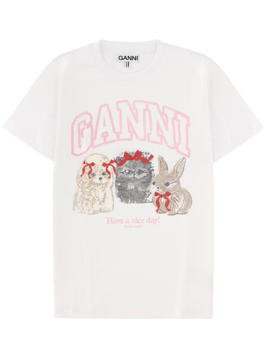 Ganni Women's Animals Shirt White Ganni