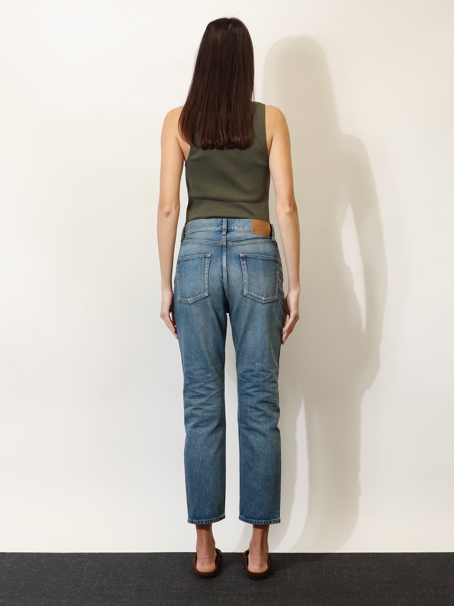 Saint Laurent Women's Ankle Midi Blue Denim Jeans Blue