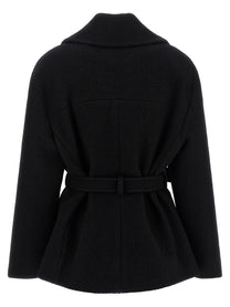 Balmain Anthem Belted Caban Black