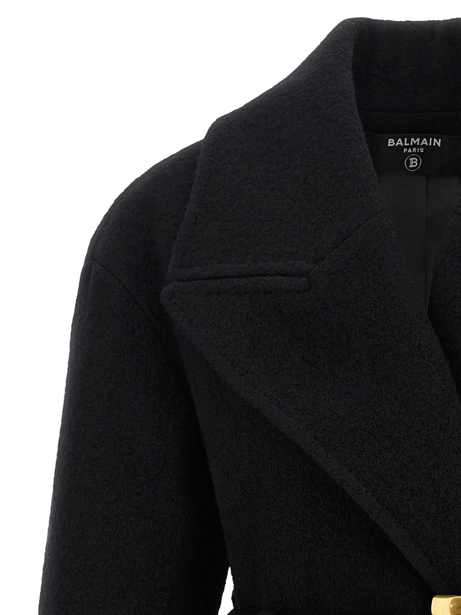 Balmain Anthem Belted Caban Black