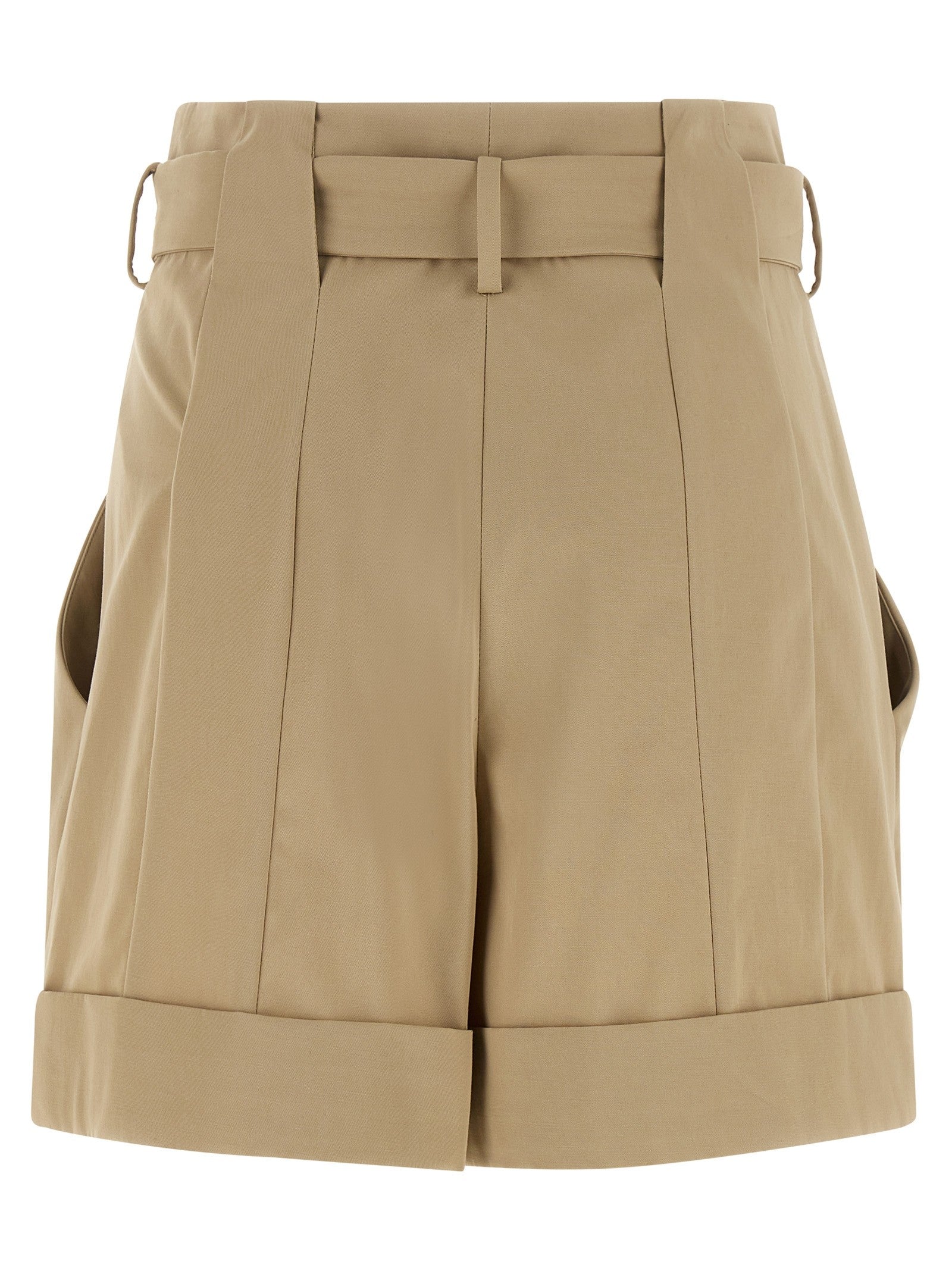 Balmain Anthem Buckle Shorts Beige
