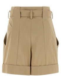 Balmain Anthem Buckle Shorts Beige