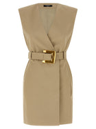 Balmain Anthem Dress Beige