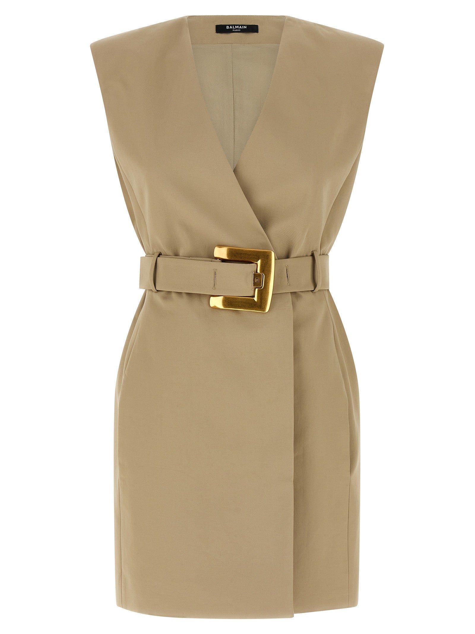 Balmain Anthem Dress Beige