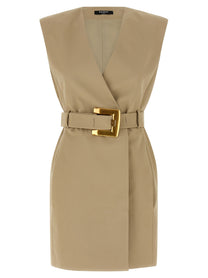 Balmain Anthem Dress Beige