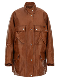 PRADA Antiqued Leather Caban Brown